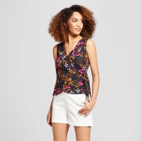 A New Day Floral Print Sleeveless Wrap Blouse - Picture 10 of 10